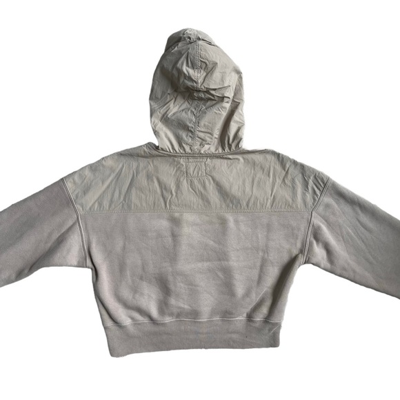 ABERCROMBIE AND FITCH TAN NYLON MIX “SUNDAY” CROPPED HOODIE SIZE XS - Picture 9 of 9